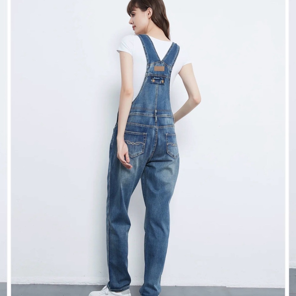 Women's Classic Blue Premium Denim Overalls - Picture 2 of 4